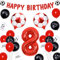 Funmemoir Fußball 8 Geburtstag Dekorationen Rot - Fußball Happy Birthday Banner Rot, 8 Folienzahlen Ballon, Fußball Druck Luftballons, Fußball Fans Geburtstag Dekorationen Alter 8
