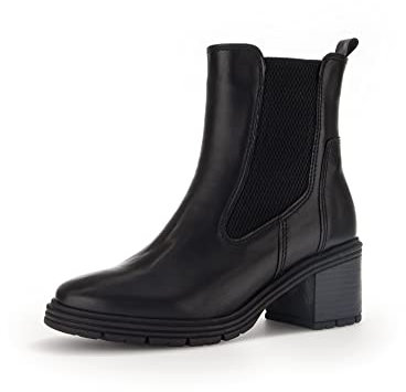 Gabor Damen Chelsea Boots, Frauen Stiefeletten,Wechselfußbett,Moderate Mehrweite (G),gefüttert,Bootee,Booties,schwarz (Mel.),40.5 EU / 7 UK