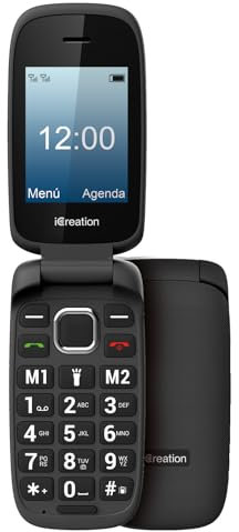 iCreation C20 - Cellulare flip nero con schermo da 2,4”, tasti grandi, 2 memorie dirette, Bluetooth, batteria capiente da 800mAh, USB-C e Dual SIM