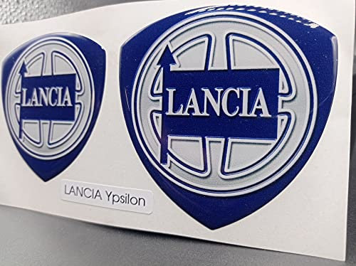 Generico Adesivo resinato Compatibile per Lancia Ypsilon, Coppia per Cofano e Baule. Effetto 3D. Fregi Colore Blu.per Modelli Fino al 2007