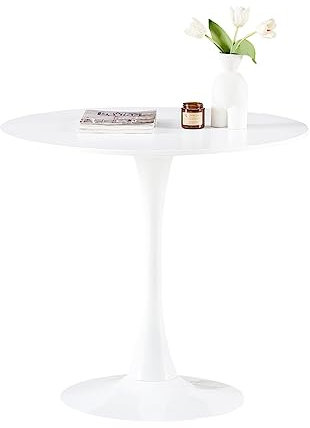 buybyroom Table de Salle à Manger Ronde Moderne scandinave Simple Petite Table pour Cuisine, Salle à Manger et Salon Blanc