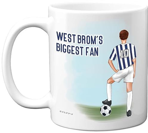 Football Mug Gift for West Brom Fans - Footy Biggest Fan - Happy Birthday Mugs Present Gifts for Son Dad Brother Uncle Colleague Friend Cousin, 11oz Ceramic Dishwasher Safe Coffee Tea Cup