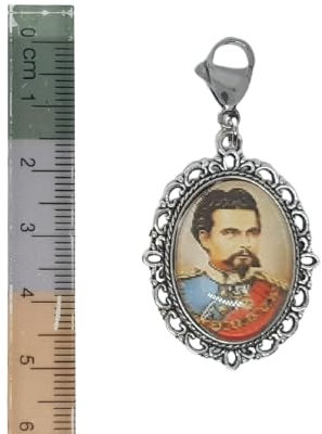 geRaspel Charm Anhänger Trachtenschmuck Charivarianhänger Charivari Tracht Karabiner Schlüsselanhänger Kette Oktoberfest (König Ludwig oval groß)