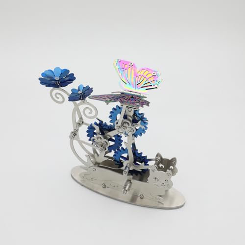 Generic 3D Puzzle Modellbausatz Erwachsene Mechanische Punk Metal Katzen Schmetterlings Tanz Windmühle Modellbau Technik Gadgets Basteln Erwachsene (Blau)