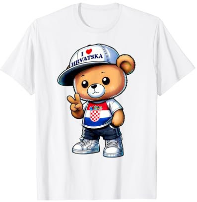 I LOVE CROATIA Hrvatska Kroatien Teddybär Trikot T-Shirt