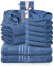 DecoHomeTextil Handtuch-Set 2 Handtücher, 2 Badtücher, 6 Gästetücher, 6 Waschlappen in Blau aus 100% Baumwolle, hochwertig, kuschelweich und saugstark