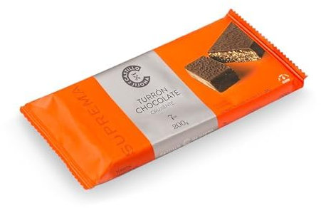Castillo de Jijona Nougat chocolat croustillant 200 g - Nougat traditionnel - Doux et croustillant - Sans gluten - Qualité suprême - Recette artisanale - Fabriqué en Espagne (Jijona)