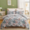 DJY Floral Duvet Cover King Light Blue Bedding Set, Reversible Lightweight Leaves Bedding Sets 3PCS with Zipper Closure (King, 220x230cm)