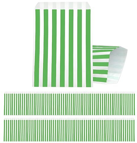 100 Stück Grün Candy Bar Tüten, 13x18cm Butterbrottüten Bunt Kleine Süßigkeiten Tüten, Naschitüten Brotpapiertüten Papiertüten für Geburtstag Hochzeit Halloween Weihnachten