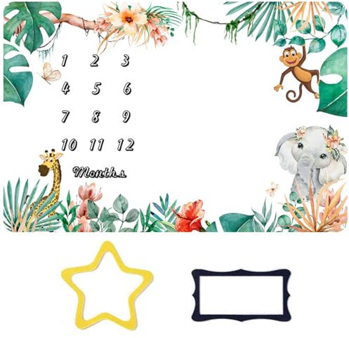 Tokaneit Monatsdecke Junge & Mädchen, Kind Meilenstein Decke Fotodecke, Monats Decke für Jungen und Mädchen Unisex, Decke mit Monat, Geschenke für Mütter und Kinder Unisex, Weich Dick Groß (100×150cm)