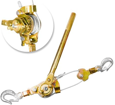 YATOINTO Come Along Extracteur de treuil de câble de 3 tonnes double corde 3 m Extracteur manuel robuste 2993,7 kg avec 2 crochets Extracteur de câble à cliquet W/double engrenage en métal pour