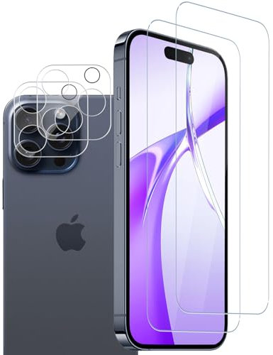 Agedate für Panzerglas für iPhone 15 Pro Max, 2+2 Stück Panzer Schutz Glas für Apple iPhone 15 Pro Max mit Kameraschutz, 9H Härte Displayschutz, Blasenfrei Panzerfolie Galaxy 15 Pro Max Schutzglas