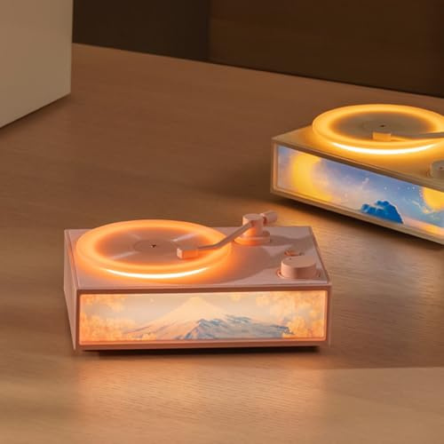 VBESTLIFE Aromatherapie-Bluetooth-Lautsprecher, Retro-Plattenspieler-Lautsprecher mit Aromatherapie-Funktion, 1500-mAh-Akku, Wiederaufladbar über USB, für Geschenke für Mädchen und Frauen