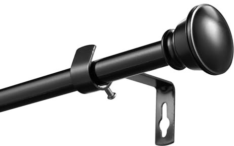 Schwarz Gardinenstange, Verstellbare Vorhangstange 67-227cm, Edelstahl Gardinenstange für Wohnzimmer, Schlafzimmer, Außenbalkon(Ø 16mm)