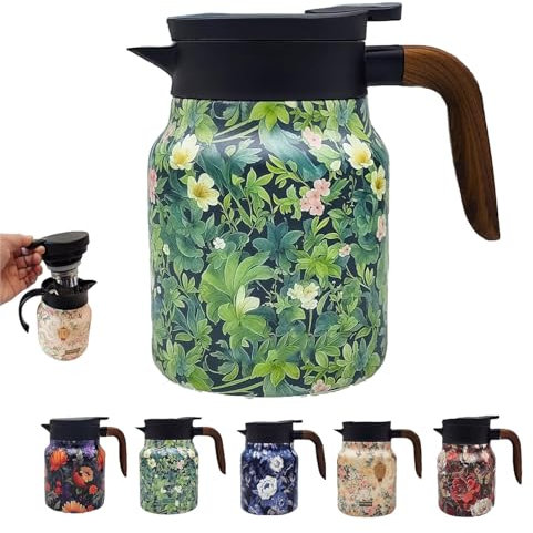 Thermos à thé Raidley à motif floral vintage avec infuseur intégré, théière Doresty Thermos,avec infuseur,carafe thermique en acier inoxydable de 1L avec couvercle pour boissons chaudes (B)