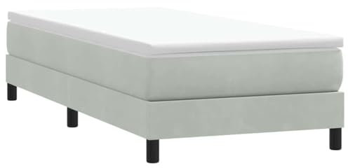 vidaXL Boxspringbett ohne Matratze Hellgrau 100x220 cm Samt, Bett, Bettgestell, Einzelbett, Schlafzimmermöbel, Bettrahmen, Samtbett, Polsterbett