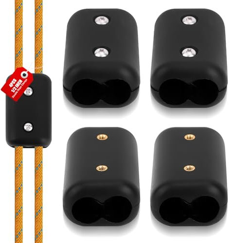 BOXOB 4 Abrazaderas Plástico para Cuerda con Tornillos, 0,5cm Abrazaderas Cuerda Dobles Reutilizables Conector Cable Plástico Adecuado para Cable Trenzado de Nailon de 9-10 mm