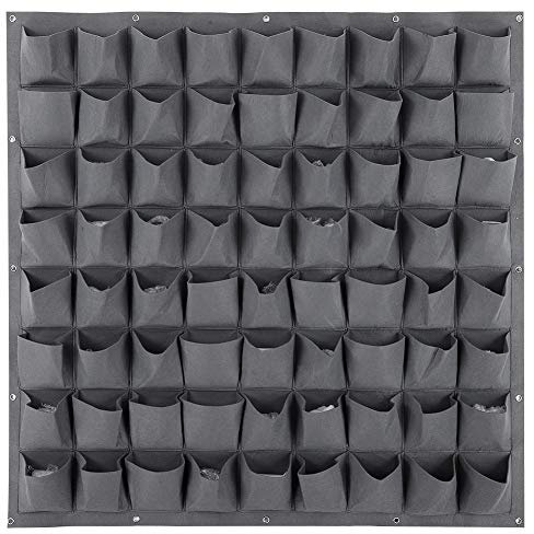 72 Pockets Gray Vertical Wall Hanging Garden Planter Plant Bags Suitable For Strawberries Vegetables Indoor Outdoor