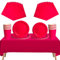 Service de table jetable 69 pièces - 20 serviettes, 16 tasses, 16 assiettes de 17,8 cm et 22,9 cm, 1 nappe rose rouge | Vaisselle biodégradable pour anniversaires, mariages, fêtes de Noël d'enfants et