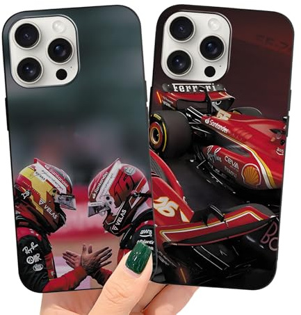 TBNMBGY [2 Stück Handyhülle für Apple iPhone 16 Pro Max 6,9 Hülle, F1 Rennfahrer Muster Motiv Schutzhülle Schwarz Weiche Silikon Premium TPU Stoßfest Case für iPhone 16 Pro Max
