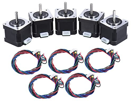 Nema 17 Schrittmotor mit Führungs Kabel 3D-Drucker CNC Zubehör Ersatz 2-Phasen-Motor (5PCS)