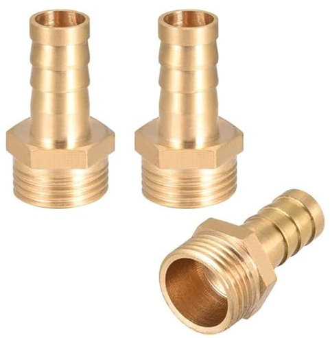 QZKJQDD 3 Stück 8 mm Messing Schlauchtülle Hose Barb Fittings, 1/4 Zoll Schlauchnippel Verbinder Messing, Rohr Adapter, Schlauchtülle für Wasser, Gas, Luft