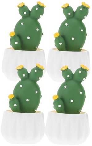 Toddmomy 4 Pièces Mini Plantes Artificielles Cactus Potté Résine Décoration de Bureau et Maison Faux Bonsai Accessoires Décoratifs pour Salon Cuisine et Bureau