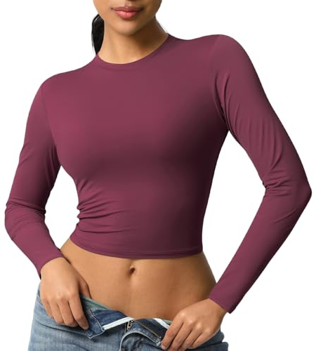 JTSONN Sport T-Shirt Damen Kurzarm Sportshirt Atmungsaktiv Funktionsshirt Oberteil Laufshirt Kompressionsshirt Rundhals Yoga Fitness Workout Gym Running Crop Top