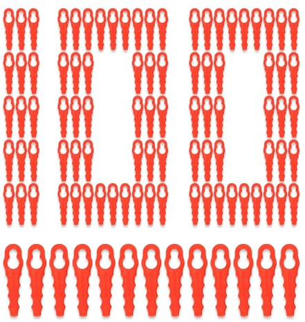 100Pcs Plastic Replacement Grass Trimmer Head Blades Compatible with Polycut 2-2 Polycut 3-2 Grass Trimmer FSA 45 FSA 57 FSE 52,Sun Joe 24V-GT10, Redback Swift 40V