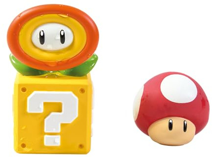My Mario Bade Spielzeug Spritzfiguren Super Pilz und Feuerblume, Baby Badewanne Wasserspielzeug Set, Kinder Spritztiere, Interaktives Wasserspiel, Lernspielzeug Kleinkinder, ab 2 Jahren
