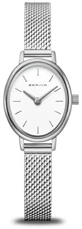 BERING Damen Quarz Uhr | Armbanduhr 20 mm silbernes Edelstahlgehäuse und weißes Zifferblatt | Milanaisearmband | Saphierglas | 3 ATM | 11020-004