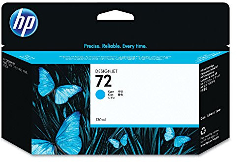 HP 72 Cyan 130 ml Original Druckerpatrone (C9371A) mit originaler HP Tinte für T2300 eMFP, T1300, T1200, T1120, T1100, T1100 MFP, T795, T790, T770, T620, T610 & T600 Großformatdrucker
