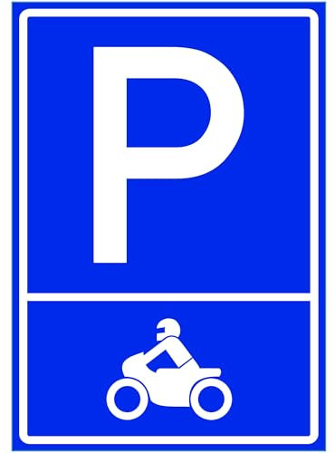 Kiwistar - Signe de stationnement - PVC - Moto (Pictogramme) - 30 x 21cm - Garage de stationnement, carport, Panneau de signalisation pour Restaurant, école, hôtel