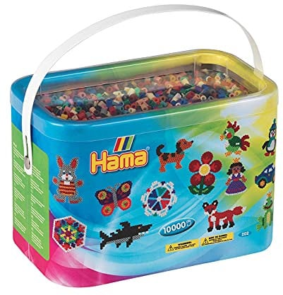 Hama - 202-67 - Loisirs Créatifs - Baril de 10000 Perles à Repasser - Taille Midi - Mix 22 couleurs - Coloris aléatoire