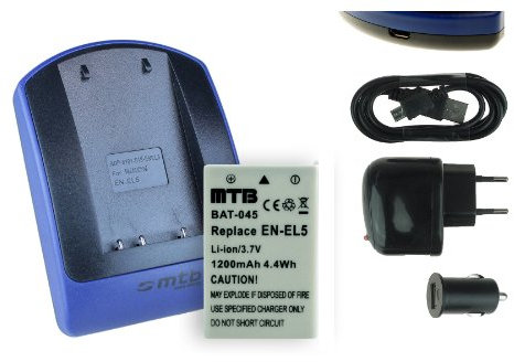 Batterie + Chargeur (USB/Auto/Secteur) pour en-EL5 / Nikon Coolpix P3 P4 P80 P90 P530 P5000 P5100 P6000 S10.. - v. liste