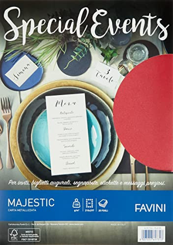 Papel Metalizado Favini 20 hojas A4 120 gr Special Events Rojo [a69 C154]
