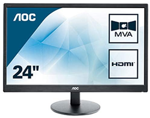 AOC M2470SWH - Monitor FHD da 24 pollici, 60 Hz, 5 ms, MVA, altoparlanti (1920 x 1080 a 60 Hz, 250 cd/m², HDMI 1.4 x 2/VGA)