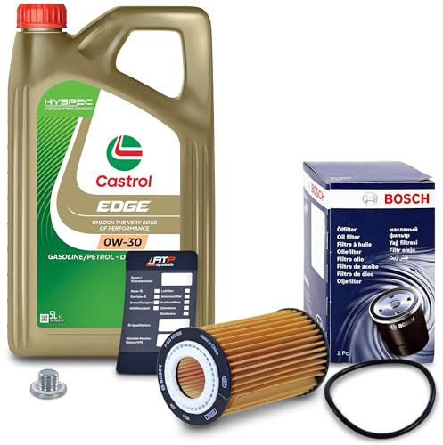 1x Ölwechsel Set - BOSCH ÖLFILTER + 5 L CASTROL EDGE TITANIUM FST 0W-30 LONGLIFE