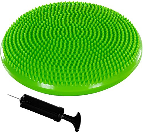 MOVIT Ballsitzkissen DYNAMIC SEAT inkl. Pumpe, Durchmesser 33cm, grün, schadstoffgeprüft, Luftkissen Noppenkissen Balance Kissen