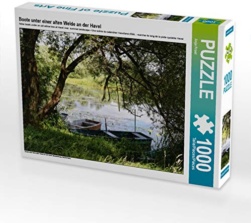 CALVENDO Puzzle Boote unter Einer Alten Weide an der Havel | 1000 Teile Lege-Größe 64 x 48 cm Foto-Puzzle für glückliche Stunden