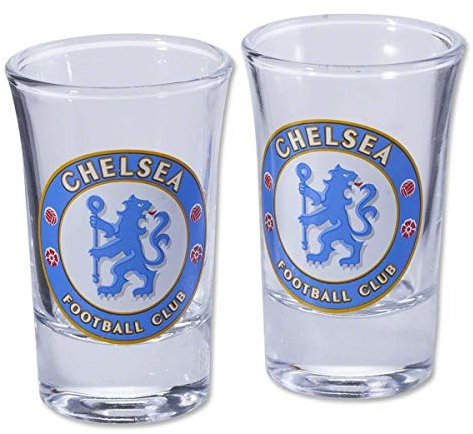 Chelsea FC Home Word Mark Schnapsgläser (2 Stück) (Einheitsgröße) (Transparent/Blau)