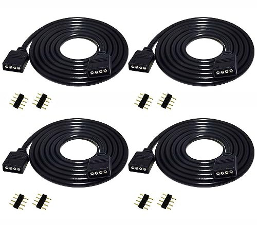 LITAELEK 4pcs 1m RGB LED Streifen Verlängerungskabel 4 polig LED Band Verlängerung Kabel RGB 5050 3528 2835 LED Strip Extension Cord LED Stripe Extension Cable LED Verbinder Anschluss, Schwarz