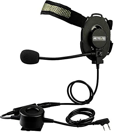 Retevis EH060K Auricular Táctico Pinganillo 2 Pin Walkie Talkie Auricular Compatible RT24 RT5R RT27 Baofeng Kenwood WOUXUN PUXING WEIERWEI HYT TYT Walkie Talkies (1 Piezas)