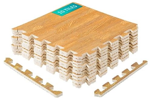 FJROnline - Tappetino per pavimenti in legno con 10 piastrelle ad incastro in schiuma per esercizi di palestra, 30 x 30 cm