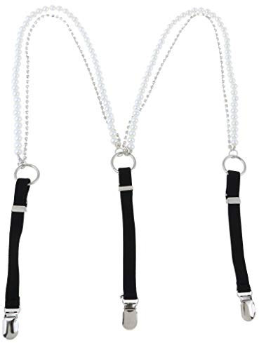 Tubayia Damen Y-Form Elastisches Verstellbare Hosenträger mit Glänzenden Perlen und Strass (Schwarz)