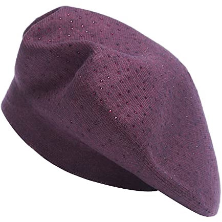 ZLYC Damen Wolle Baskenmütze Klassische Französischen Barett Warm Beret Mütze (Violett),Einheitsgröße