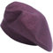 ZLYC Damen Wolle Baskenmütze Klassische Französischen Barett Warm Beret Mütze (Violett),Einheitsgröße