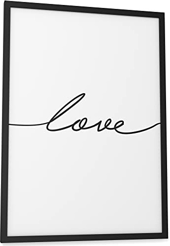 Papierschmiede® Typografie Poster, 30x40 cm, Wanddeko Wohnzimmer, Schlafzimmer, Küche, schwarz-weiß Bild mit Spruch OHNE Rahmen, love