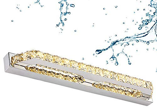 LáMpara De Espejo Cristal,Led LáMpara De BañO Aplique De BañO Acero Inoxidable 56Cm 14W Impermeable Aparato Espejo IluminacióN,Moderna LáMpara De Imagen Para Espejo Muebles De Maquillaje,Warmwhite