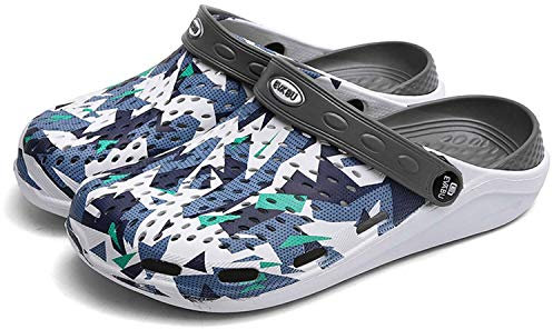 Sabots Respirant Fermé Chaussures de Jardin D'Été Amants Pantoufles Plage Sandales Hommes Femmes Piscine Chaussons et Pantoufles Adultes Sabot pour Piscine Plage Cour Cuisine Douche Gris 43